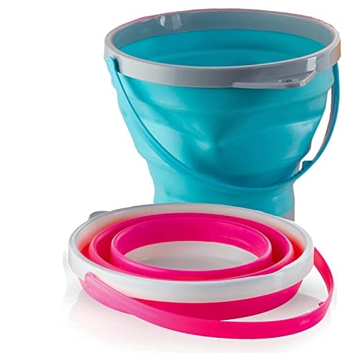 Large Foldable Pail Bucket Collapsible Buckets Multi Purpose for Beach, Camping Gear Water and Food Jug, Dog Bowls, Cats, Dogs and Puppys, Camping and Fishing Tub, (2 Gallons)