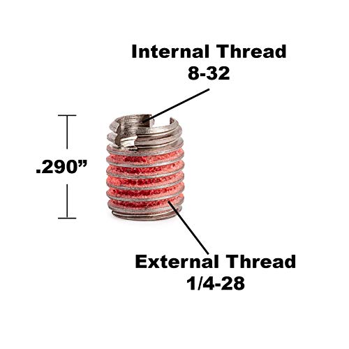 Image of E-Z LOK Threaded Insert for Metal Thin Wall 303 Stainless Steel Thread Inserts 8-32 x 1 /4-28 Pack of 5