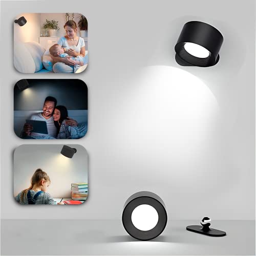 JUPPLIES Lampara de Pared Luz Led - Apliques Pared Lectura Dormitorio Interior 1 Pcs Giratoria de 360° con Carga USB - Lampara de Pared con 3 Niveles Brillo - Focos de Pared Giratorios Cover