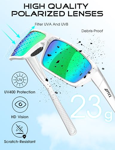 Image of ATTCL Polarized Sunglasses Men for Fishing: UV Protection Lightweight TR90 Sports Wrap Sun Glasses Driving Golf Running