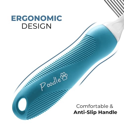 image for POODLIE Poodle Grooming Comb - Metal Dematting Comb with Long & Short 