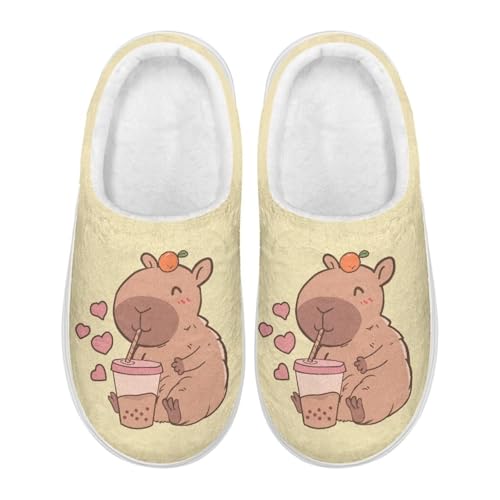 Women's Plush Warm Thick Sole Memory Foam Slippers Men Cute Slip-on Cozy Fuzzy House Cotton Slippers Home Shoes