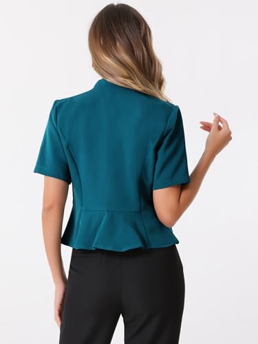Image of Allegra K Short Sleeve Blazers for Women's Business Casual Open Front Work Cropped Shrug Jacket