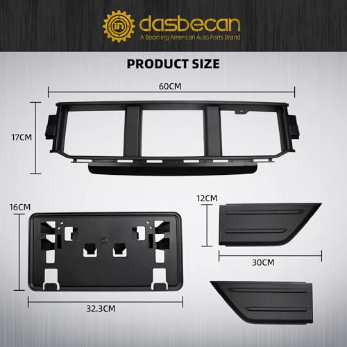 Dasbecan Front Bumper Grille Corner Panel Cover Front License Plate Bracket Compatible with Ford F150 2021 2022 2023 Replace ML3Z17B968BB ML3Z17B968BA ML3Z-17E810-AA ML3Z-17E811-A ML3Z-17A385-BB by Dasbecan - Image 5