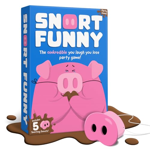 Snort Funny The Oinkredible You Laugh You Lose Party Game | Family Games for Kids and Adults | 150 Challenge Cards 5 Pig Snouts & Mud Tokens | Funny Games for Friend & Family 4-8 Players Ages 8+