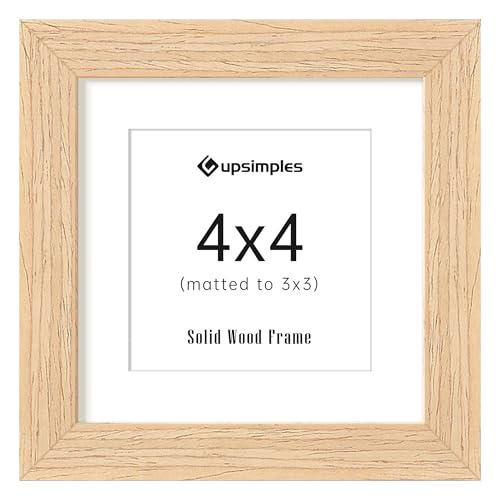 Image of upsimples 4x4 Picture Frame Solid Wooden, Nursery Decor, 1Pack Natural