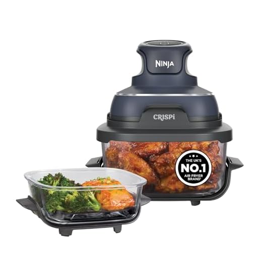 Ninja CRISPi Portable Air Fryer, 3.8L, 4-in-1: Air Fry, Roast, Keep Warm, Recrisp, Space Saving Compact Design, 2x Removable Glass Containers & Lids, 1700W, Cyber Space Blue FN101UKGY