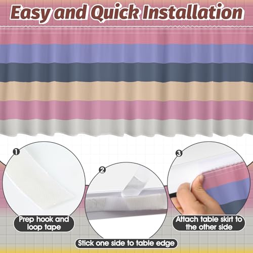 Image of 14FT Ruffle Boho Table Skirt Teacher Desk Skirt for Classroom Decor Rectangle Round Table Cloth Colorful Desk Cover for Back to School Decorations Birthday Party Supplies Home Office Bookcase Cabinet