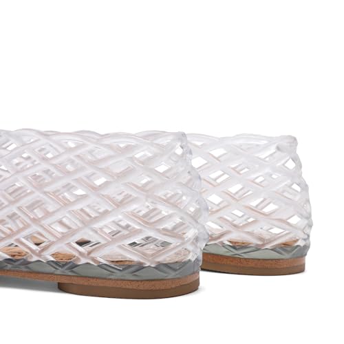 Jelly Mesh Ballet Flats - Comfortable Clear Jelly Shoes, Adult Women's Closed Toe Flats Sandals