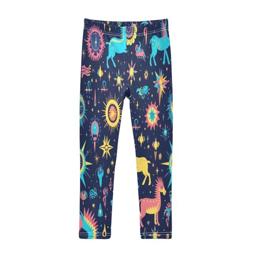 Bolaz Toddler Girls Leggings Printed Yoga Pants Leggings Yellow Blue Horses for Kids