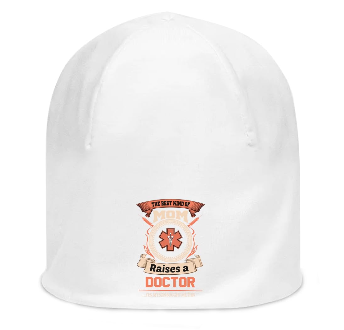 Bonnet unisexe en coton fin extensible blanc taille unique à message maman - 3