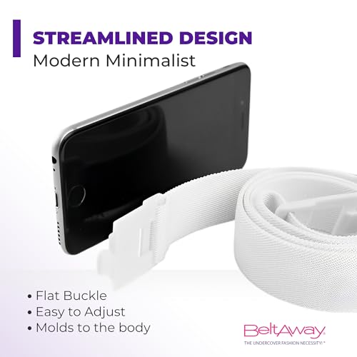 Image of Womens Belts for Jeans, Invisible Flat Buckle Belt, Adjustable Stretch Fit | Adjustable Invisible Belt with Flat Buckle, No Bulge, Comfortable All Day Fit for Jeans, Pants and Dress
