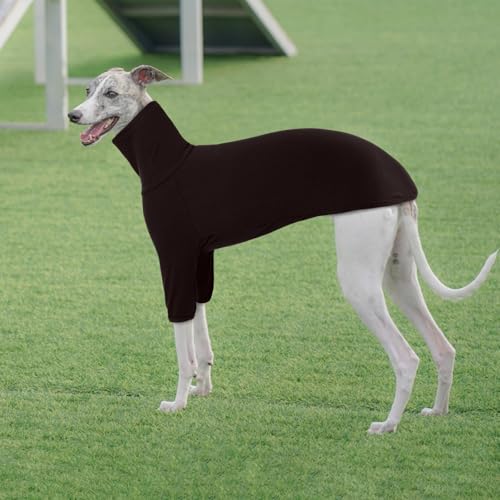 Rollkragenpullover Windhund, Warme Windhund Winter Kleidung Pullover Lurchers Jacke Hundepullover Mittelgroße Hunde Dog Sweatshirt(Braun, M)