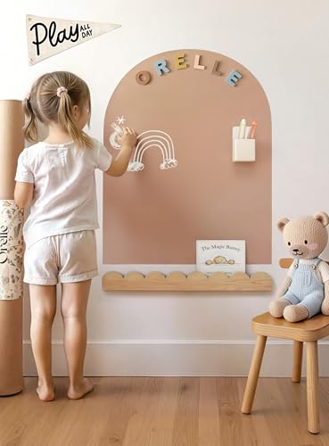 Orelle MagicWall | Magnetic Wall Decal Arch | Peel and Stick Magnetic Chalkboard for Wall | Kids Wall Decals | Playroom Essentials | Includes Chalk & Holder | Midi | 20 x 26 | Mocha