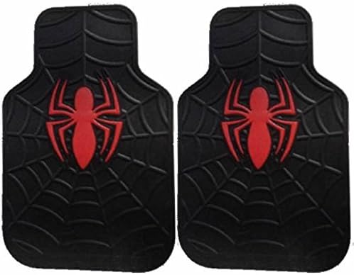 Amazon 2pcsスパイダーマンブラックw レッドフロントゴムフロアマット新しいセット車trucks フロアマット 車 バイク