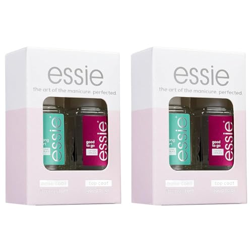 essie Routine Set (Unterlack strong start, Überlack good to go), exklusiver Nagellack: hochwertig, haltbar und farbintensiv (Packung mit 2)