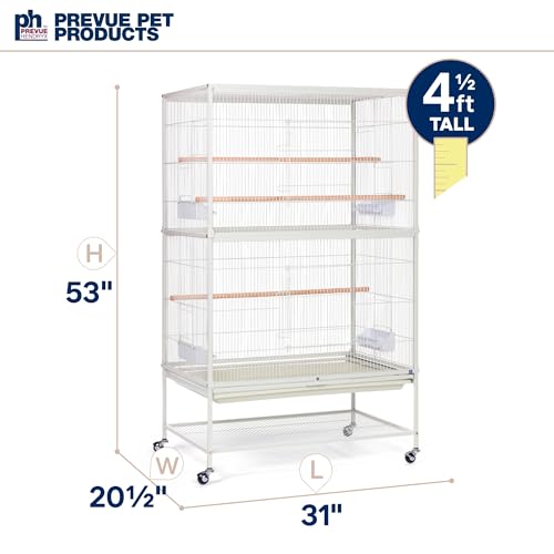 Prevue Pet Products Wrought Iron Flight Cage with Stand, Large Birdcage for Pets, Metal Cage Standing Birdcage, Chalk White - Thumbnail 7