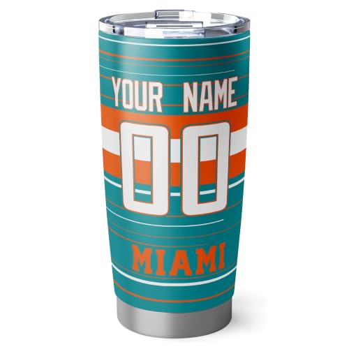 Image of Miami Tumbler 20oz Travel Mug Gifts Custom Name Number
