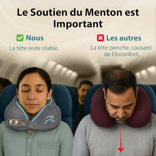 Coussin De Voyage Avion : FLOWZOOM Comfy Coussin de Voyage en Mousse à Mémoire de Forme pour Av... – Image 3