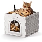 Apasiri Cat Beds for Indoor Cats: Innovative Polyester Fiber Cat House, Cat Bed Cave for Indoor Cats, Ultra-Strong Load-Bearing Capacity, Sturdy and Scratch-Resistant, Compatible with Heating Pads
