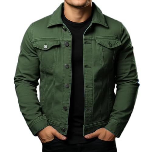 Oanviso Homme Mode Veste en Jean Vintage Jacket Manches Longues Manteau en Jean Adolescents Blouson en Jean Oversized Automne Outwear en Denim Coupe Vent A...