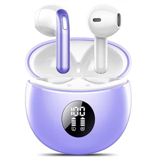 Cuffie Bluetooth Cuffie Bluetooth, Auricolari Bluetooth 5.4 Stereo HiFi con 4 ENC Mic,Cuffie Wireless con LED Display 50 Ore, Cancellazione Rumore Cuffiette Bluetooth,Touch Control,IP7 Impermeabile Auricolari Wireless