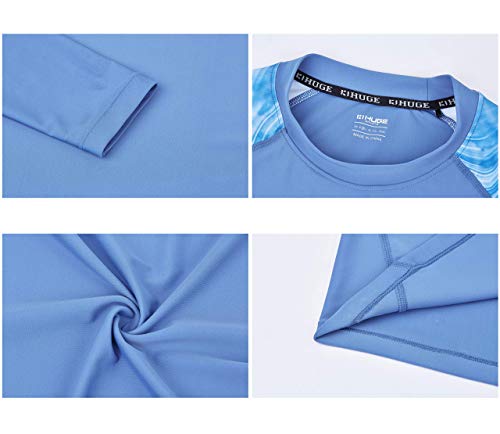 ADOREISM Men's Rash Guard Long Sleeves Splice UPF 50+ BJJ Jiu Jitsu Rash Guard Compression Swimming Shirts (Ocean, XL)4