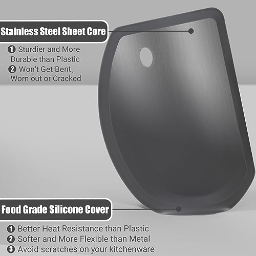 image for Silicone Dough Scraper with Stainless Steel Sheet, Curved Edge Flexibl