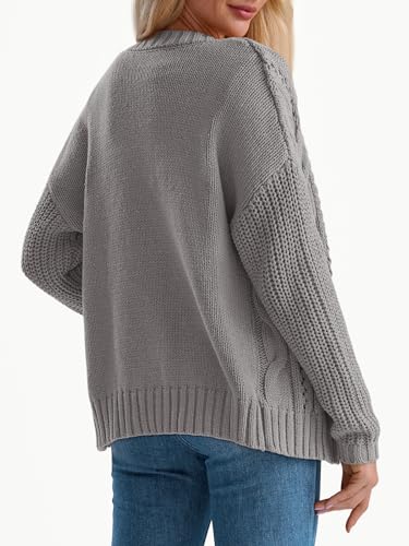 Image of LILLUSORY Women Cable Knit Cardigan Sweaters Cotton Button Up Chunky Outfit | Crochet, Open Front, Cozy Knit, Oversized, Trendy Fall Outfits, Winter Clothes, 2026 Outerwear