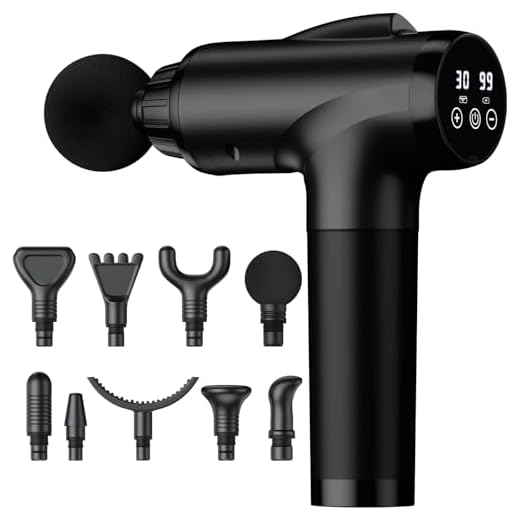 OLsky Massage Gun Deep Tissue, Handheld Electric Muscle Massager, High Intensity Percussion Massage Device for Pain Relief with 9 Attachments & 30 Speed(Black)