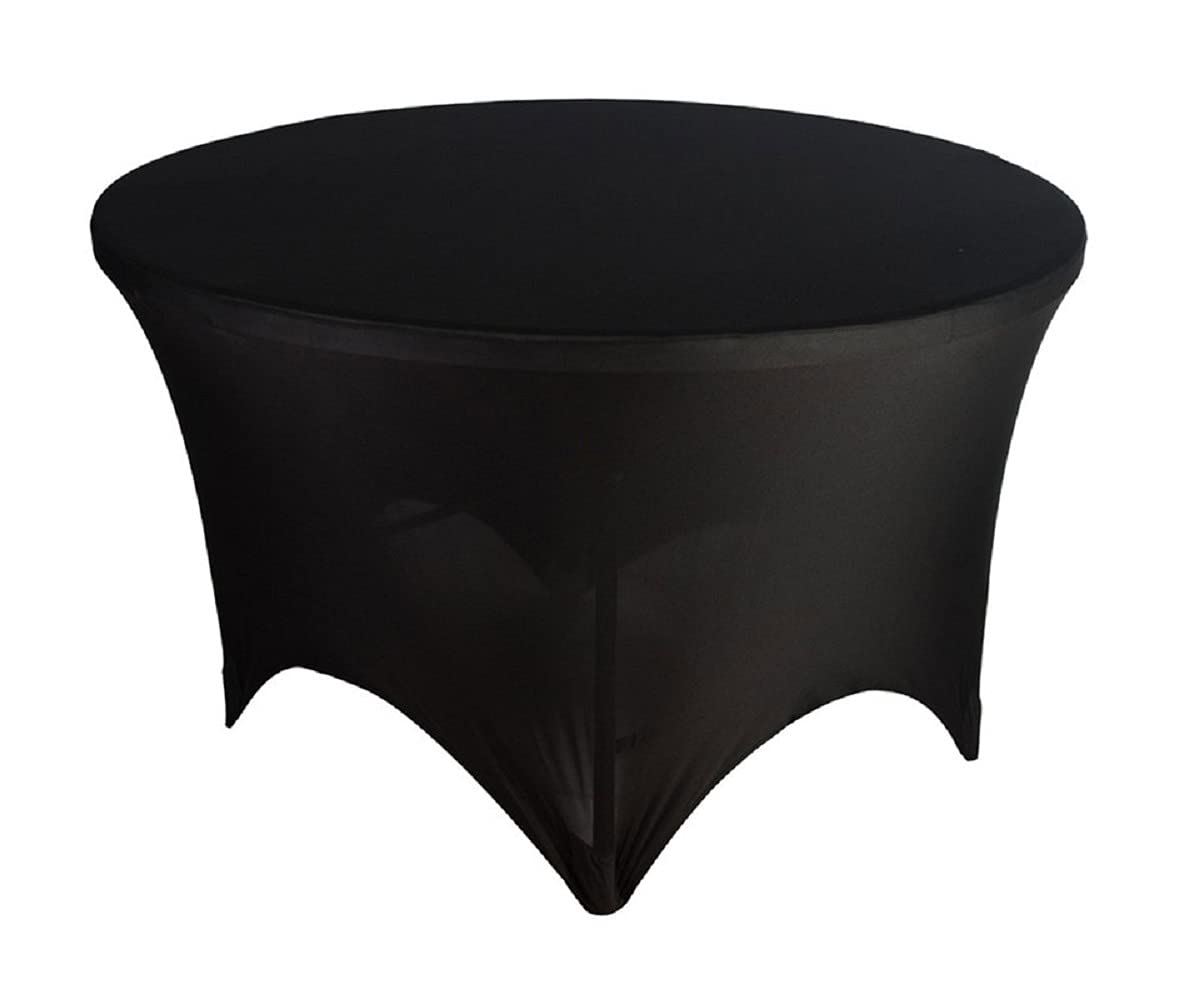 Wedding_decorations Black Round Table Cover Spandex Cloth Tight Fit Lycra Trade Show Vendor Catering Kit (6Ft (180Cm), )