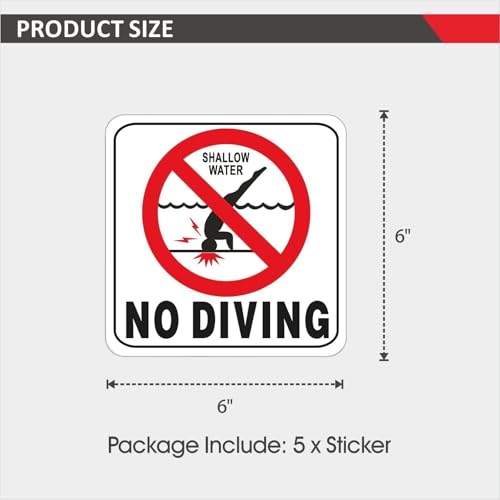 Adhesivo de Seguridad Para Piscina No Diving 6x6 Pulgadas miniatura 2