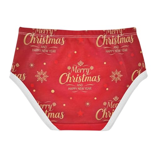 Gold Christmas Festival Red Panties for Girl Girls Underwear Toddler Cotton Artistic Briefs Kids Undies 2t2