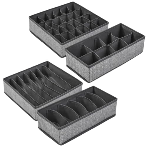 Healifty Separadores para Cajones 4 Piezas Plegables para Ropa Interior, Caja de Almacenaje Textil para Calcetines, Sujetadores y Accesorios, Organizador para Armarios y Color