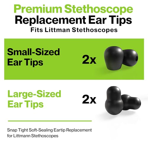 Image of Durabasics Stethoscope Ear Tips Replacement for Littmann Stethoscopes - Compatible with Littman Ear Tips Replacement, Stethoscope Ear Pieces, Littmann Stethoscope Parts & Cardiology IV Parts - Black