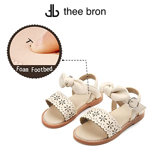 Image of THEE BRON Toddler Girls Sandals Wedding Flower Girl Dress Shoes Open Toe Flats
