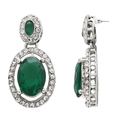Image of I Jewels Silver Plated Stylish Design Crystal Diamond Necklace With Earrings & Maang Tikka Jewellery Set for Women