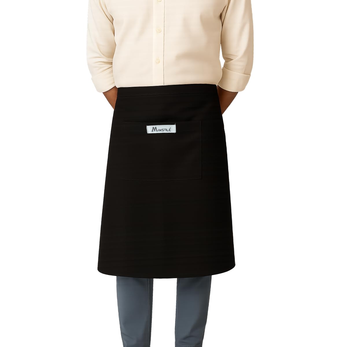 MAKSTILE Unisex Cotton Waist Apron with Front Pocket - Half Apron for Hotel Staff, Waiters, Restaurant, Kitchen, Mechanic, Tool Use - Size 27x25 Inches-image-19