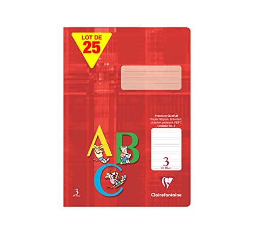 Cahier Clairefontaine 331003C pour la 3ème année scolaire format A4 de 32 pages lignées réglure 3