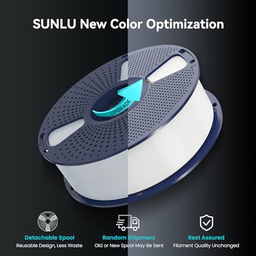 Image of SUNLU PLA+2.0 3D Printer Filament, Upgrade PLA+ Filament 1.75mm, Tougher and Stronger, Neatly Wound PLA Plus Filament, Dimensional Accuracy + /-0.02mm, 1KG Spool(2.2lbs), White