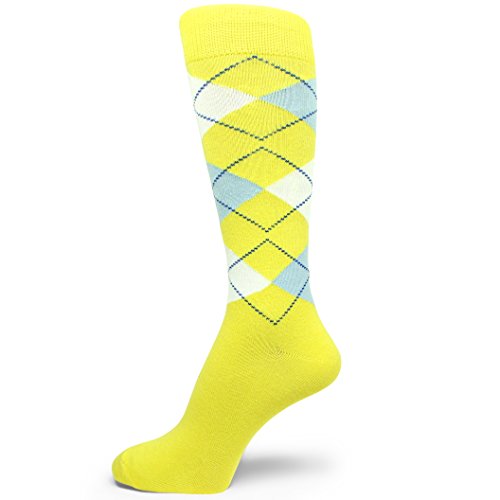 Spotlight Hosiery Men's Groomsmen Socks, Bright Yellow/Light Blue/White, Size 10-13, 1PR