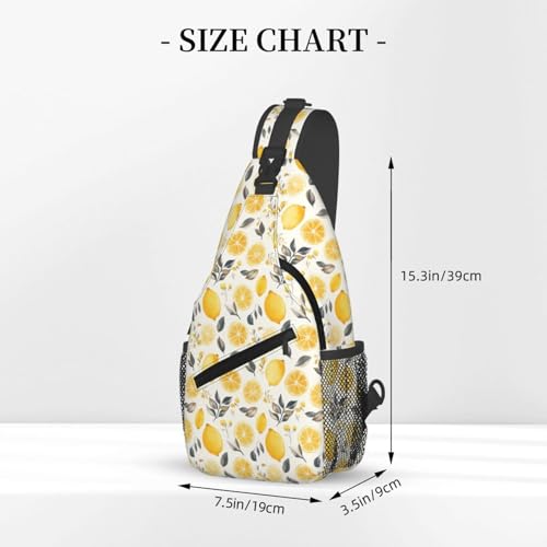 Image of SUPLUCHOM Sling Bag Lemon Watercolor Fruit Hiking Daypack Crossbody Shoulder Backpack Travel Chest Pack for Men Women