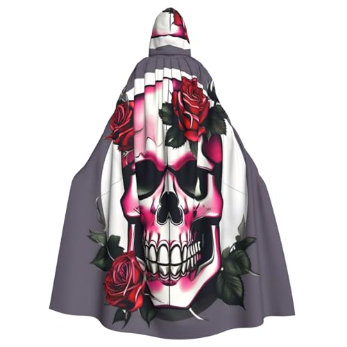 Cape de carnaval crâne rose pour adulte, costume de sorcier original