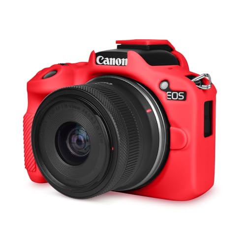 Rieibi EOS R50 Case, Soft Silicone Protective Case for Canon EOS R50 Camera, Lightweight Non-Slip Snug Fit Cover - Red