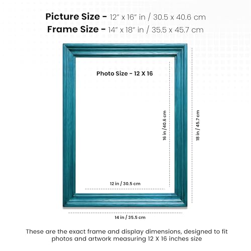 Image of Handmade Blue Wooden Rectangular Photo Frame, 12 x 16 inch Display for Artworks, Pictures and Photos of Your Loved Ones, Best for Home, Office, Wall Decor, Living Room, Bedroom, Blue Wave