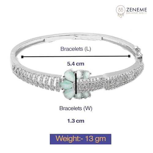 Rhodium-Plated Square Shaped American Diamond Kada Bracelet