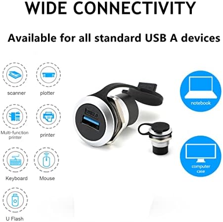 PENGLIN 2PCS USB 3.0 Panel Mount Coupler, USB Pass Through Connector, Female to Female Bulkhead Extension Adapter with Water/ Dustcap (USB3.0)
