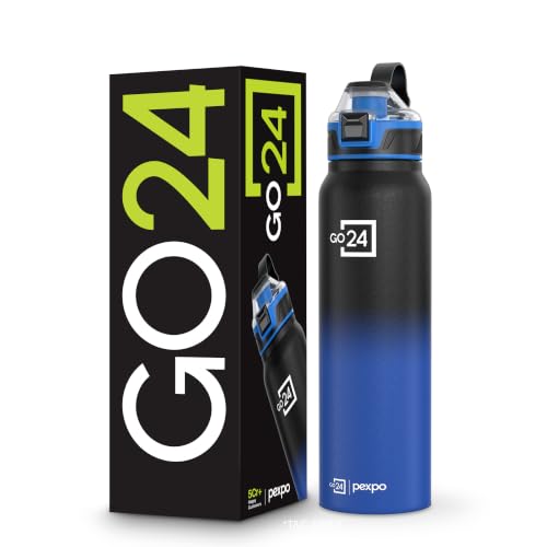Image of Bottle 940ml | Hot and Cold Flask | ISI Certified Stainless Steel Bottle | 3 Layer Insulation | Leakproof | for Home, Office | 2-Year Warranty |Amaze| Black-Blue Ombre