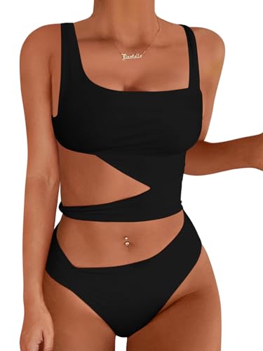 Lilosy Sexy Knotted Ruched High Cut Leg One Piece Swimsuit