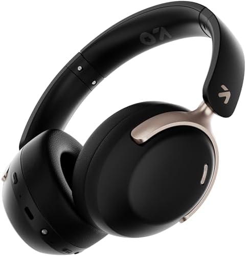 GOBOULT Newly Launched Soniq Over Ear Bluetooth Headphones with 70H Playtime, 40mm Bass Drivers, Zen™ ENC Mic, Type-C Fast Charging, Dual Device Pairing, AUX Option, Wireless Headphones (Black)